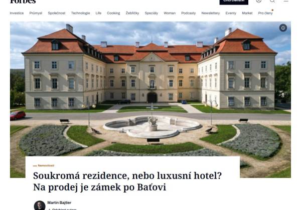 Forbes: Baťův zámek na prodej